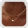 TINGN Collana in oro con lettere da donna - oro 18 carati placcato oro con lettere A-Z ciondolo a forma di cuore, con lettere personalizzate, collana multifila, regalo di compleanno per donne e