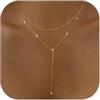 RIXERKOC Collana lunga a Y per Donna, Catena Lariat placcata in oro 14k con Ciondolo Zirconi Collana a Y a Strati Regolabile Gioiello Regalo per Natale San Valentino