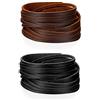 JewelryWe Bracciale da Uomo Donna Unisex Largo di Pelle PU regolabile Colore Marrone Nero