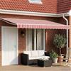 Kaloriko Tenda da sole retrattile estensibile 5x3 m con LED bianco e rosso per patio e terrazza, copertura esterna in tessuto resistente, con bracci cassonetti manuale o motorizzato