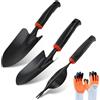 XHYASD 3 Pezzi Set di Attrezzi da Giardinaggio, Piccole Pale in Acciaio al Carbonio, Pala Larga, Pala Stretta e Estirpatore per Piante, Scavo e Trapianto
