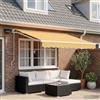 Kaloriko Cornice per Tenda Manuale con LED Sabbia 3 x 2,5 m in tessuto resistente, con bracci retrattili e illuminazione LED integrata, ideale per giardini e terrazze esterne