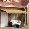 Kaloriko Cornice per Tenda Manuale con LED 4,5 × 3 m per Giardini e Terrazze, Tenda Occhiellata Estensibile con Bracci Retrattili, Sistema Manuale o Motorizzato, Protezione UV e Illuminazione LED