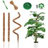 AURIVEE Tutore Piante Supporto Rampicanti - 120cm+60cm Set 3 Pezzi Palo Cocco Fibra Muschio Flessibile con Corda Iuta Fascette per Monstera Pothos Interno Esterno
