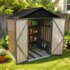 Bladez Capanno per attrezzi in metallo con tetto a sella, 1,8 x 1,2 m, piccolo | Capanno da giardino da 1,95 m², marrone come magazzino esterno, con telaio a pavimento, resistente alle intemperie