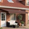 Kaloriko Cornice per Tenda da Sole Manuale con LED Marrone e Antracite 4x3 m, con Bracci Retrattili, Design Semi-Cassettato, Compatibile con Telecomando Elettrico, Protezione UV