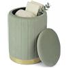 Relaxdays Pouf rotondo in velluto imbottito con vano portaoggetti