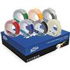 RINKLEE Bianco su Nero/Rosso/Blu/Verde/Giallo/Trasparente/Argento 3D Nastro per Etichette a Rilievo Compatibile con DYMO Etichettatrici a Rilievo Omega e Junior | 9mm x 3m | 7 Cassette