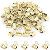 Bicoozz 50 mollette dorate pieghevoli, 15 mm, piccole mollette di carta in metallo, graffette multiuso, micro piccoli dorate, per scuola, ufficio, carta da lettere