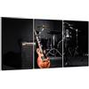 ConKrea QUADRO SU TELA CANVAS - INTELAIATO - PRONTO DA APPENDERE - Strumenti Musicali - Band Chitarra Batteria - 100x50cm (cod.3484)