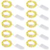 LustLocke 10 Pezzi Luci LED a Batteria, 1M 10 LED Mini Lampada a Fili di Rame Bianco Caldo, Filo di Rame Impermeabile Catena Luminos Decorativa per Matrimonio (10)