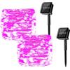 MUXIJIA 2 pezzi di luci a stringa solare per esterni, 22 M / 72 Ft 200 LED Luci a stringa impermeabili Luci a stringa solare a 8 modalità per decorare giardino, patio, cortile, festa (rosa)