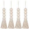BESPORTBLE 4 pezzi nappa perle di legno perline ghirlanda di cotone linea decorativa maniglia porta decorazione nappa perle ciondolo per porta dell'armadio Veranda
