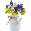 QoTang Vaso da fiori vintage a forma di cuore, brocca per latte, piccola decorazione da tavolo, in ferro, stile shabby chic, secchio in metallo con manico, secchio per fiori in stile rustico per la casa e