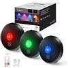 MEKKLEON Puck luci con telecomando ricaricabile, senza fili sotto l'illuminazione dell'armadio,2000mAh a batterie Tap Push Touch luci (nero, 3 pz)
