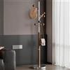 Bekrvio Appendiabiti in acciaio inox e legno di caucciù (portata 90 kg), 9 ganci, stabile (incrociato), appendiabiti a forma di albero, per soggiorno, camera da letto, ufficio