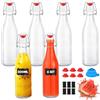 YAMAIDUO Bottigliette di Vetro Piccole, 6 Bottiglie vetro 500ml Riutilizzabili con Tappo Ermetico, Bottiglie Vuote con 6 Guarnizioni, 6 Etichette e Imbuto, Bottiglia Vetro per Birra, Liquori, Succhi, Olio