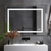 LISA Specchio da bagno a LED con illuminazione, 80 x 60 cm, specchio bagno grande con con presa, touch, dimmerabile, bianco caldo/bianco freddo, antiappannamento, per bagno, WC, corridoio