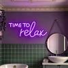 KADAFAGO Time To Relax - Targa al neon, decorazione rilassante per bagno, camera da letto, spa, salone di bellezza e parrucchiere, accessorio decorativo per la casa, regalo per amici