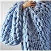 Hfnnhl Coperta gigante lavorata a maglia grossa, coperta ultra morbida lavorata a maglia fatta a mano, braccio misto spesso, caldo e accogliente per divano letto, coperta lavorata a maglia ( Color : Blue , S