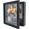 GraduationMall 20x20cm Cornice Shadow Box Cornice Portafoto con Vetrina,per Cimeli, Bouquet, Medaglie e Foto, Scatola per Ricordi, Nero Retrò