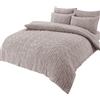 Olivia Rocco Set Copripiumino in Pile Teddy Foglia Facile Cura Set Biancheria da Letto Trapunte con Federa Termico Caldo Accogliente Super Morbido Soffice Biancheria da Letto, King Naturale