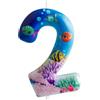 Cxryrzhe Sea World - Candele di compleanno con numero 2, a tema Mare Blu, per 2° compleanno, per ragazze e ragazzi, decorazione per torta di compleanno, laurea, anniversario