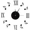 Fdit Orologio da Parete Musica, Orologio da Parete a Specchio con Note Musicali e Numeri Romani, 3D Stereo Adesivo da Parete Orologio Muto, Decorazione Fai Da Te per L'Ufficio Domestico
