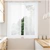 HOMEYA - Tenda da cucina tranapparente 2 pezzi - Tenda da cucina a righe 2 pannelli per finestra - 45 x 120 Bianco