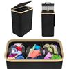 NAIZY Cesto portabiancheria con coperchio 140L, contenitore per biancheria con 3 scomparti, lavabile, con maniglia estraibile, cesto portabiancheria rimovibile, separatore per biancheria, Nero