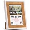 3-B Cornice portafoto Salo Duo - marrone (rovere)/bianco - 9 x 13 cm - Cornice in legno, cornice portafoto con vetro acrilico