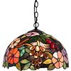 GAUUA Lampadario Stile Tiffany Pastorale 12 Pollici Lampadario A Testa Singola Vetro Colorato con UVA Fatta A Mano per Plafoniere Sospese Sala Pranzo