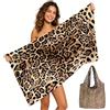 KDFSSIPE Asciugamano Leopardato Per Spiaggia,Asciugamano Leopardato Grande,Da Donna e Uomo, Telo Mare In Microfibra, Per Viaggi Palestra,Design Moda Con Stampa,2pcs (dark brown)