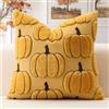 Artscope 1 Pezzi Zucca Federe in Lana Corta Velluto Copricuscini Morbido Decorativo autunnale Fodere per Cuscino Lusso Stile per Divano Camera da Letto Zucca a Bordo Oro 40x40 cm