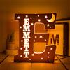 soulglass Nome personalizzato Decor Luce notturna a led Incisione di stelle e lettere luminose della luna per parete, decorazione personalizzata Luce in legno Regalo per camera da letto familiare Natale