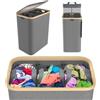 NAIZY Cesto portabiancheria con coperchio 140L, con 3 scomparti. Cesto per la biancheria lavabile e con maniglia estraibile, cesto portabiancheria rimovibile, separatore per biancheria, grigio