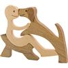 Enkrio Figurine di cane in legno intagliato a mano in legno cane scultura umana statua accenti fatti a mano Artigianato Adornare in piedi Decorazione da tavolo ornamento per la casa