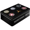 Nostalgic-Art Contenitori di latta retrò piatti, Mercedes-Benz - Logos - Idea regalo per amanti di auto, Scatola con coperchio, Design vintage, 2,5 l
