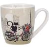 KIUB Mini tazza espresso, motivo: gatto ciclista vicino alla Torre Eiffel di Parigi, porcellana fine e altezza 7,5 cm