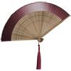 GFM® Ventaglio pieghevole portatile in seta di bambù per estate, matrimonio, rosso bordeaux (GG-FLSLK-F38B-05-TrBrgLL)