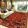WUTONG Rosso Tappeto Orientale Vintage Medaglione 200x300 cm Grande | Lavabile in Lavatrice e Antiscivolo, Pelo Corto Soffice, Extra Large per Salone di Lusso e Villa
