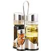 YUHOME Set di bottiglie per condimenti e condimenti, quattro in , dispenser per olio, aceto, sale, pepe, ampolla in vetro, con comodo supporto per contenitori