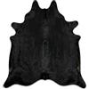 Hide & Haus Tappeto in vera pelle di mucca nero, misura grande (220 x 200 cm), con 4 sottobicchieri in pelle bovina
