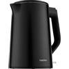 MEDION Bollitore in acciaio inox (1,5 L, 2.200 W, base a 360°, funzione mantenimento, LED, doppia parete, MD12105) nero