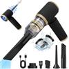 Poligono Aspirapolvere Auto Senza Filo Ricaricabile 12000Pa, Aspirabriciole Nero | Motore brushless 90W fino a 80.000 giri/min, 2 velocità, soffiaggio, filtro HEPA lavabile, Type-C