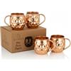 DE-AARTICO Tazze da Moscow Mule in rame da 473 ml, adatte al contatto con gli alimenti. Set regalo perfetto per gli amanti dei cocktail, per il bar di casa e per le feste. (4, Rame)