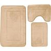 BBTISG Set di 3 tappetini da bagno, lavabili, ad asciugatura rapida, antiscivolo, per vasca da bagno e WC, morbidi (beige)