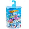 Hot Wheels - Color Reveal Confezione Multipla con 2 macchinine a sorpresa che cambiano decorazione in acqua calda e fredda, barile per immergerle, Giocattolo per Bambini 3+ Anni, HGP84