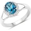 Artik Jewels Anello In Argento Sterling 925 Con Gemma Di Topazio Blu Naturale Per Donna #4000