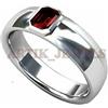 Artik Jewels Naturale Granato Gemma Con 14K Placcato Oro Bianco Anello Argento per Uomo AJ792